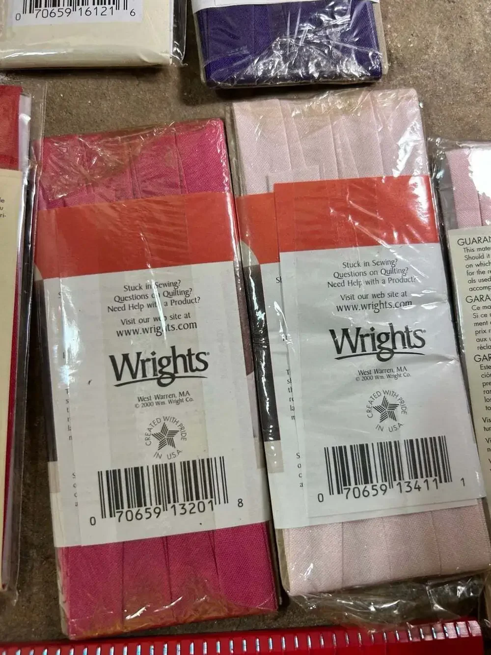 Wrights Bias Tape Berry, Pink , purple, red see photos lot of 11